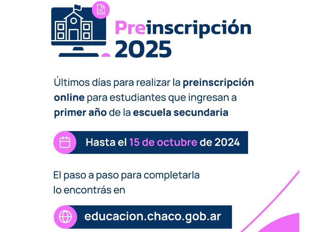 ESTE MARTES FINALIZA LA PREINSCRIPCIÓN ONLINE PARA INGRESANTES AL NIVEL SECUNDARIO